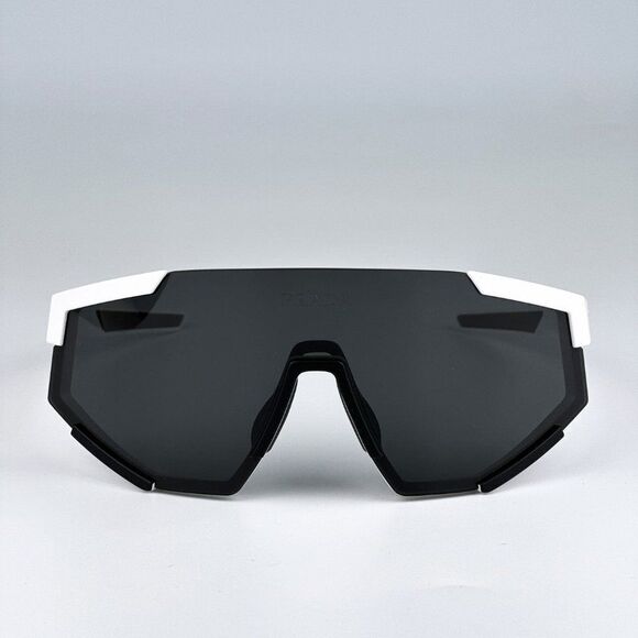 NEW Prada PS04WSF TWK06F White Rubber Dark Grey Rectangle Unisex Sunglasses - Picture 1 of 11